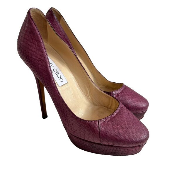 Jimmy Choo Cosmic Snakeskin leather pumps platform 5" stiletto high heel 36 - Picture 3 of 11